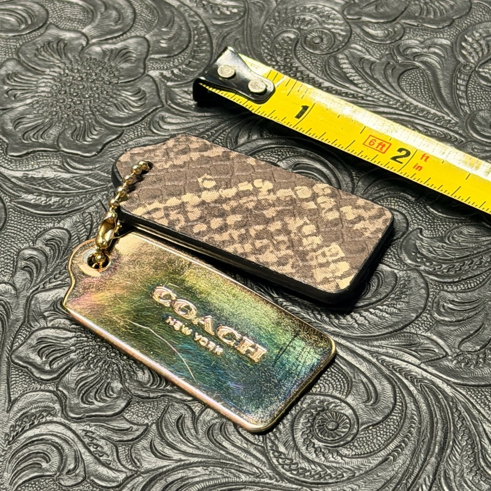 Coach Black Leather Tag with Python Print in Gold… - image 4